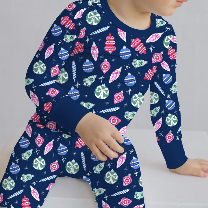 Ornaments Party Two Piece Long Sleeve Pajama Set , Ornaments Party Two Piece Long Sleeve Pajama Set - 12-18M