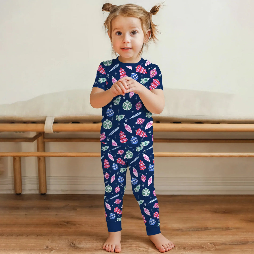 Ornaments Party Two Piece Short Sleeve Pajama Set - Zumbamboo