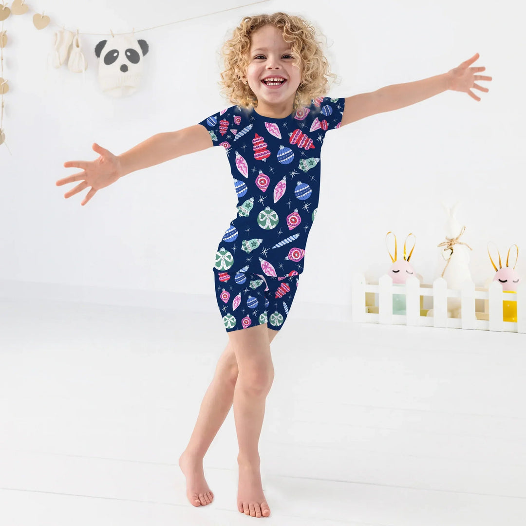 Ornaments Party Two Piece Short Sleeve Shorts Pajama Set - Zumbamboo