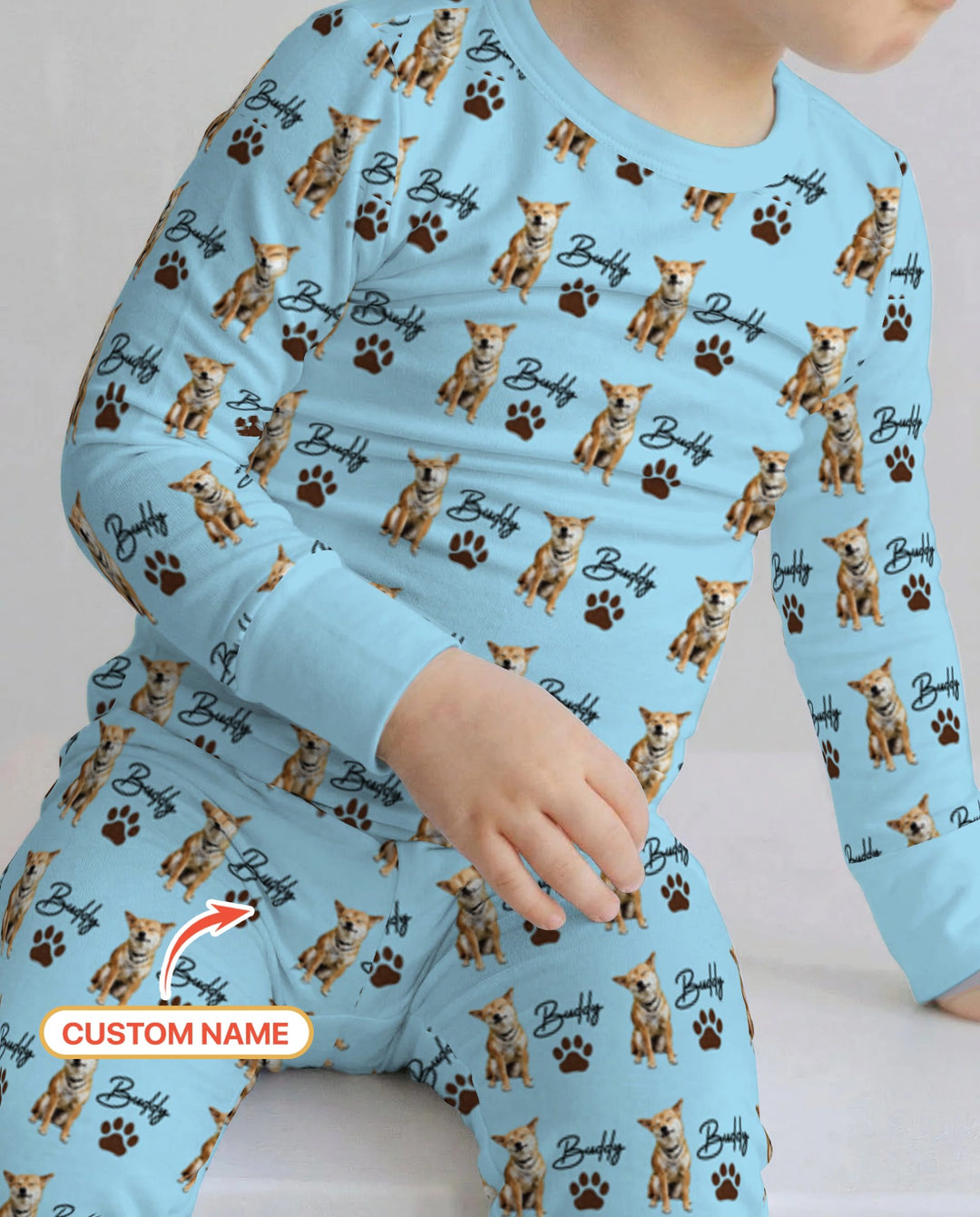 Personalized Pet Portrait Bamboo Two Piece Long Sleeve Pajama Set