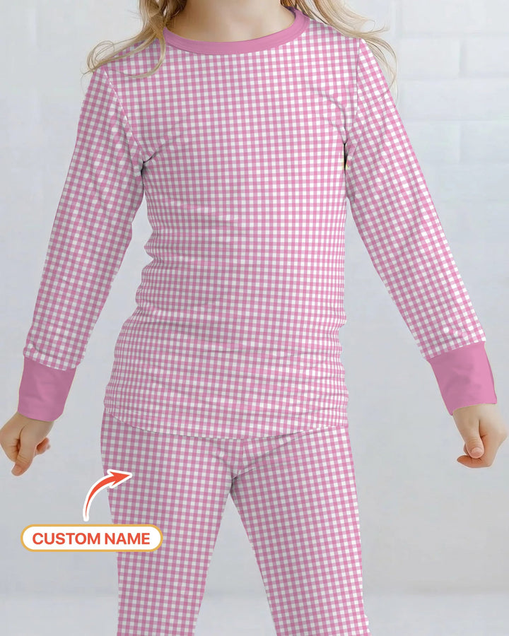Embroidered Seersucker Bamboo Two Piece Long Sleeve Pajama Set