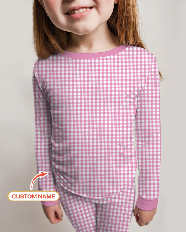 Embroidered Seersucker Bamboo Two Piece Long Sleeve Pajama Set