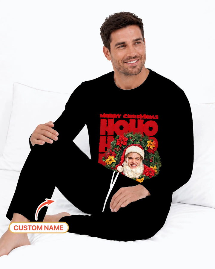 Personalized Photo Christmas Santa Bamboo Men's Pajama Set