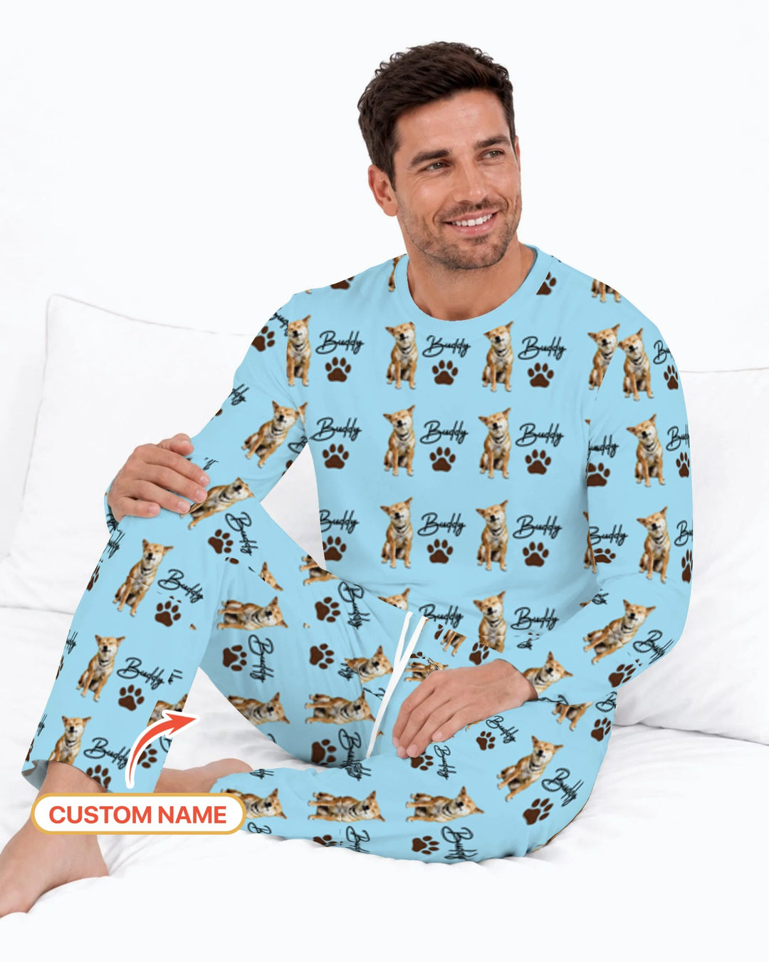 Personalized Pet Portrait Bamboo Men's Pajama Set