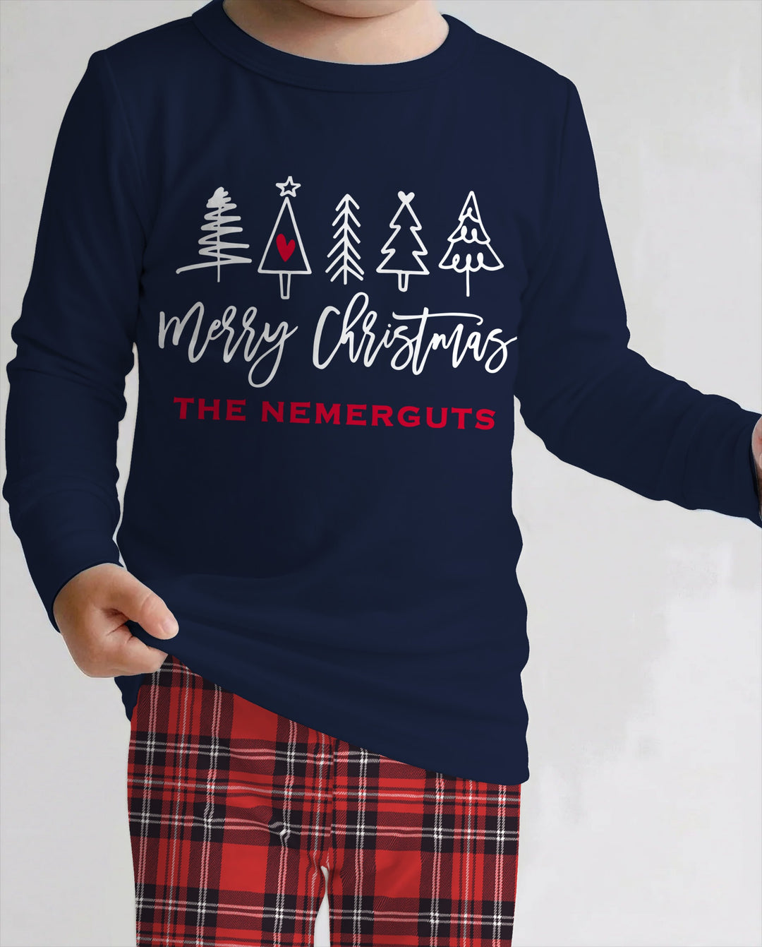 Custom Christmas Tree Bamboo Two Piece Long Sleeve Pajama Set