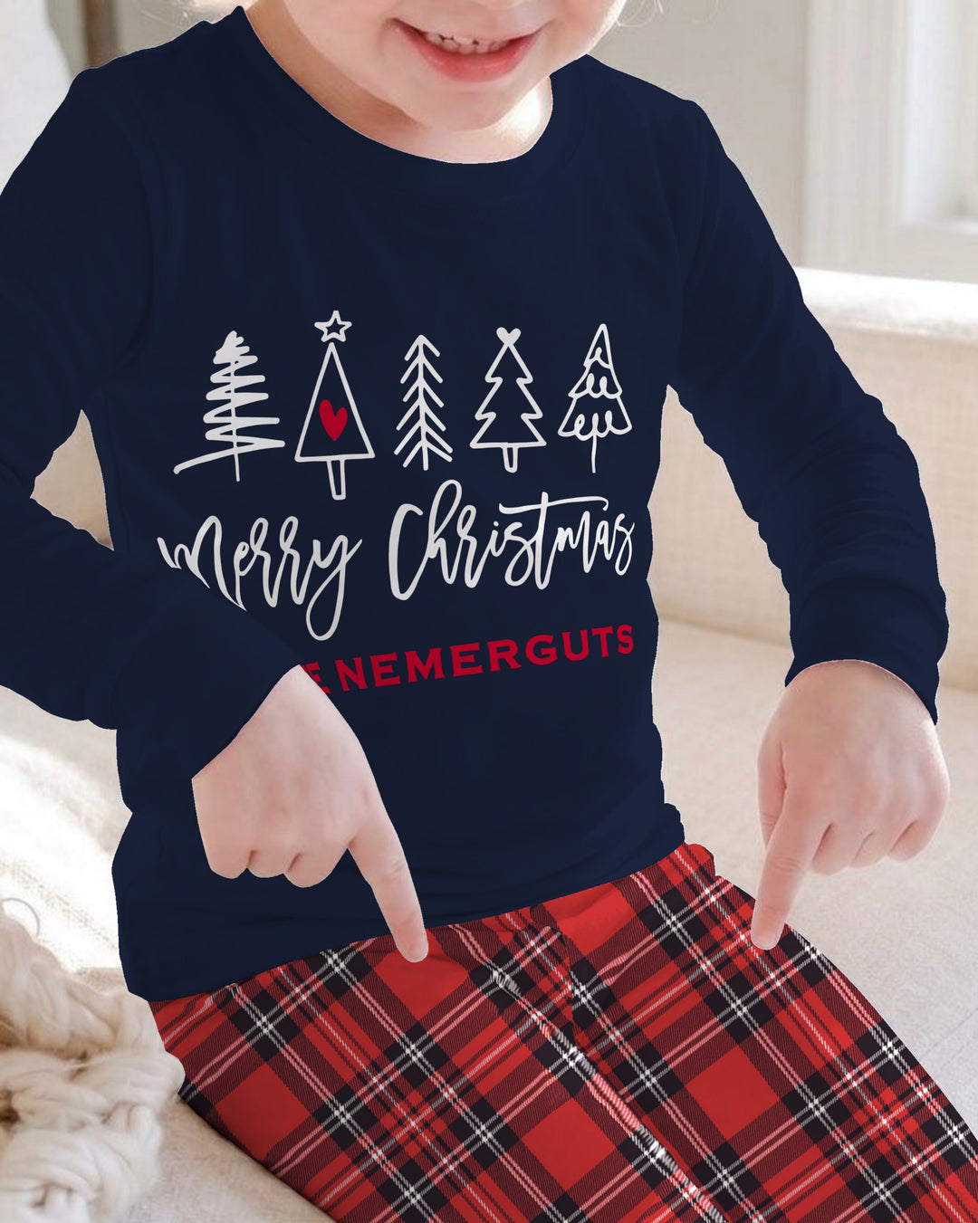 Custom Christmas Tree Bamboo Two Piece Long Sleeve Pajama Set