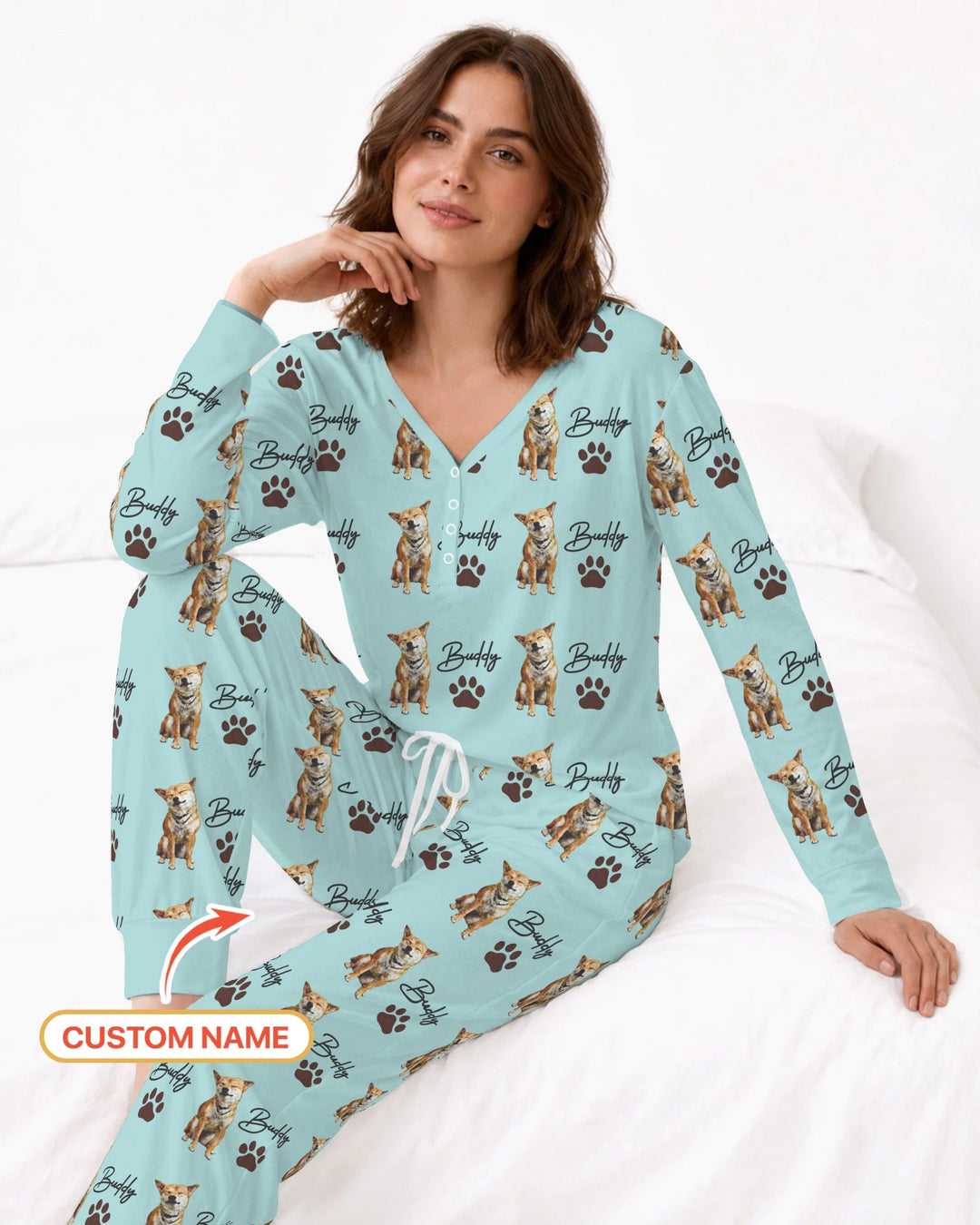Personalized Pet Portrait Bamboo Women Pajama Set