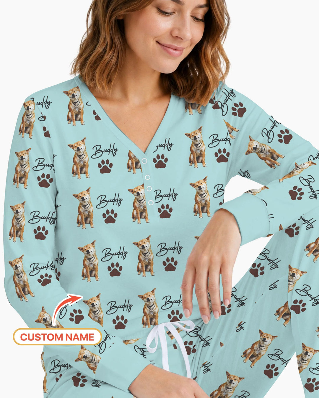 Personalized Pet Portrait Bamboo Women Pajama Set