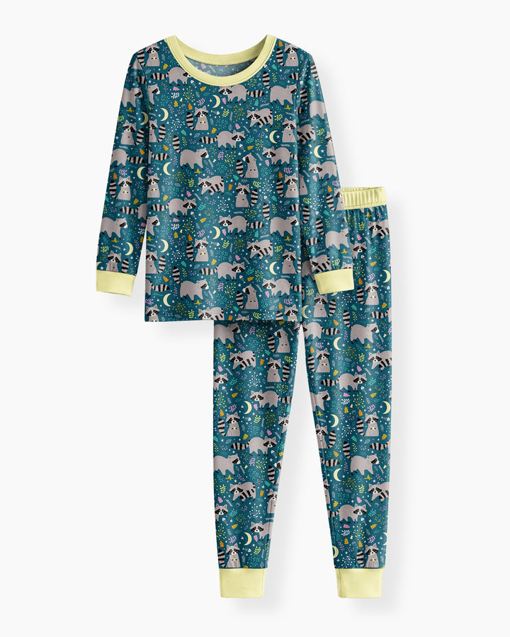 Midnight Raccoons Bamboo Two Piece Long Sleeve Pajama Set