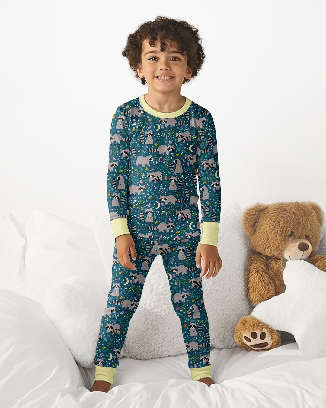 Midnight Raccoons Bamboo Two Piece Long Sleeve Pajama Set