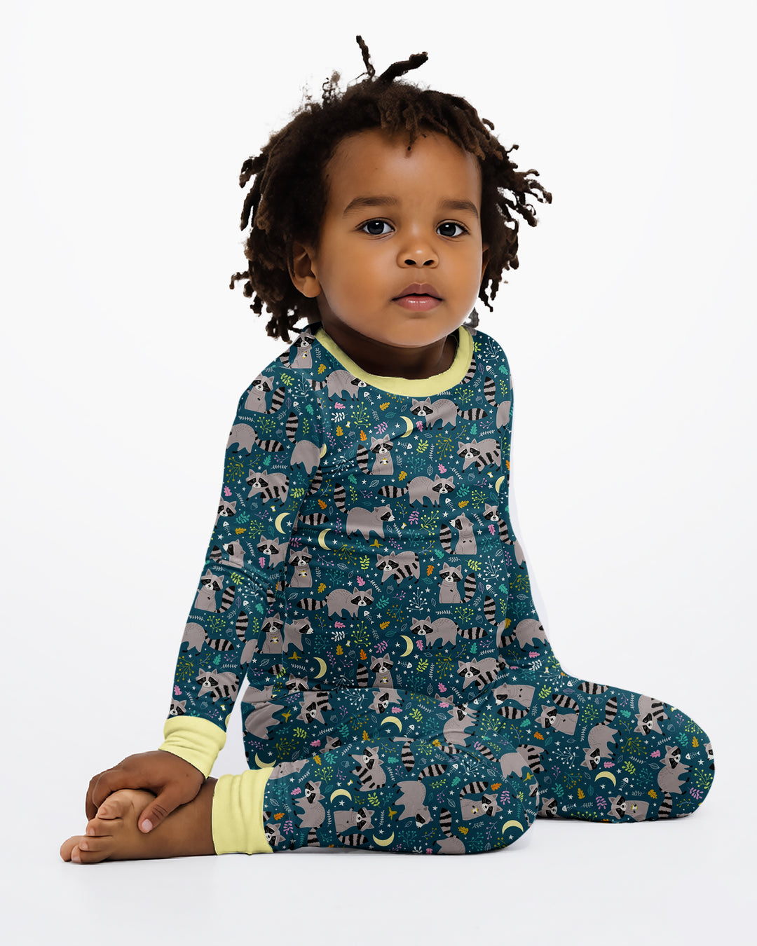 Midnight Raccoons Bamboo Two Piece Long Sleeve Pajama Set
