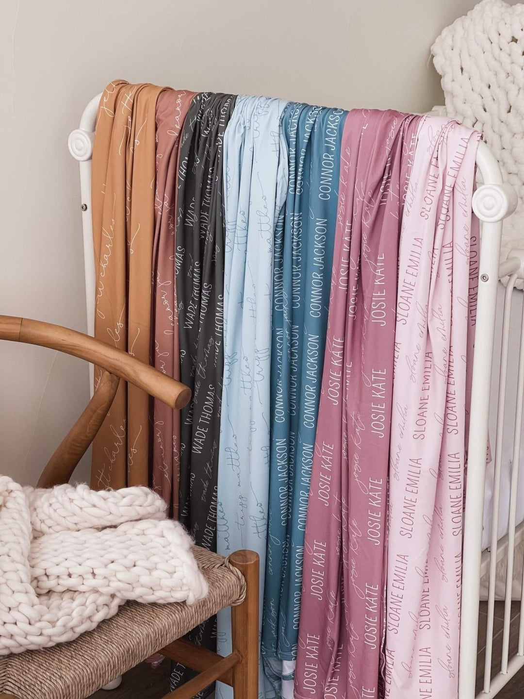 Personalized Baby Name Swaddle Blanket Block & Script - Zumbamboo