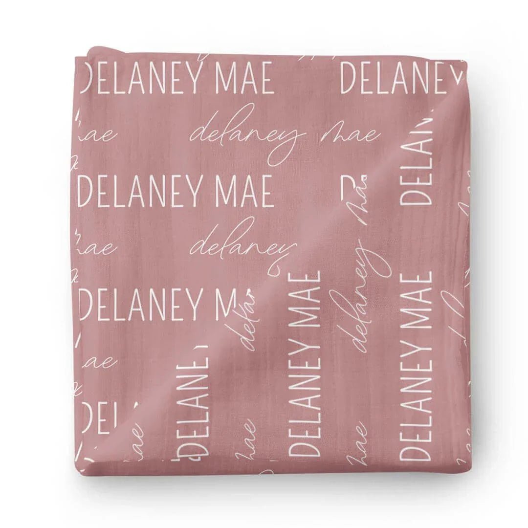 Personalized Baby Name Swaddle Blanket Block & Script - Zumbamboo