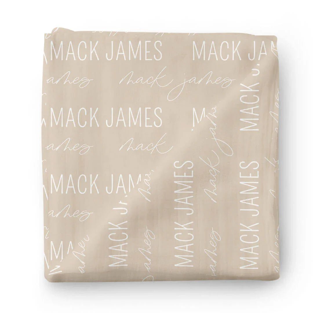 Personalized Baby Name Swaddle Blanket Block & Script - Zumbamboo