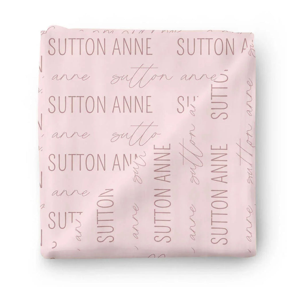 Personalized Baby Name Swaddle Blanket Block & Script - Zumbamboo