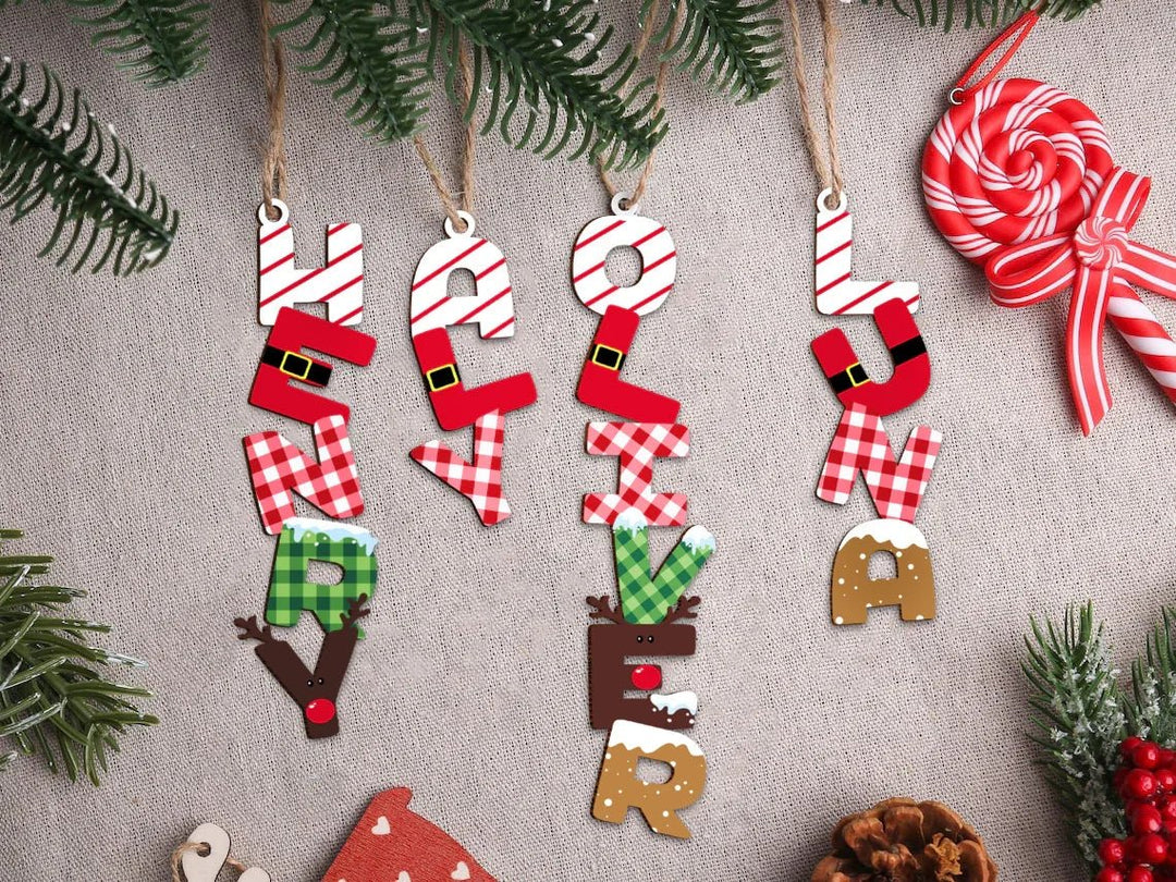 Personalized Christmas Name Letter Wooden Ornament , Personalized Christmas Name Letter Wooden Ornament - Default Title