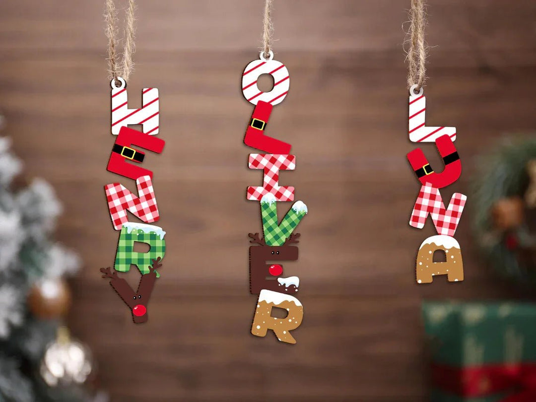 Personalized Christmas Name Letter Wooden Ornament , Personalized Christmas Name Letter Wooden Ornament - Default Title