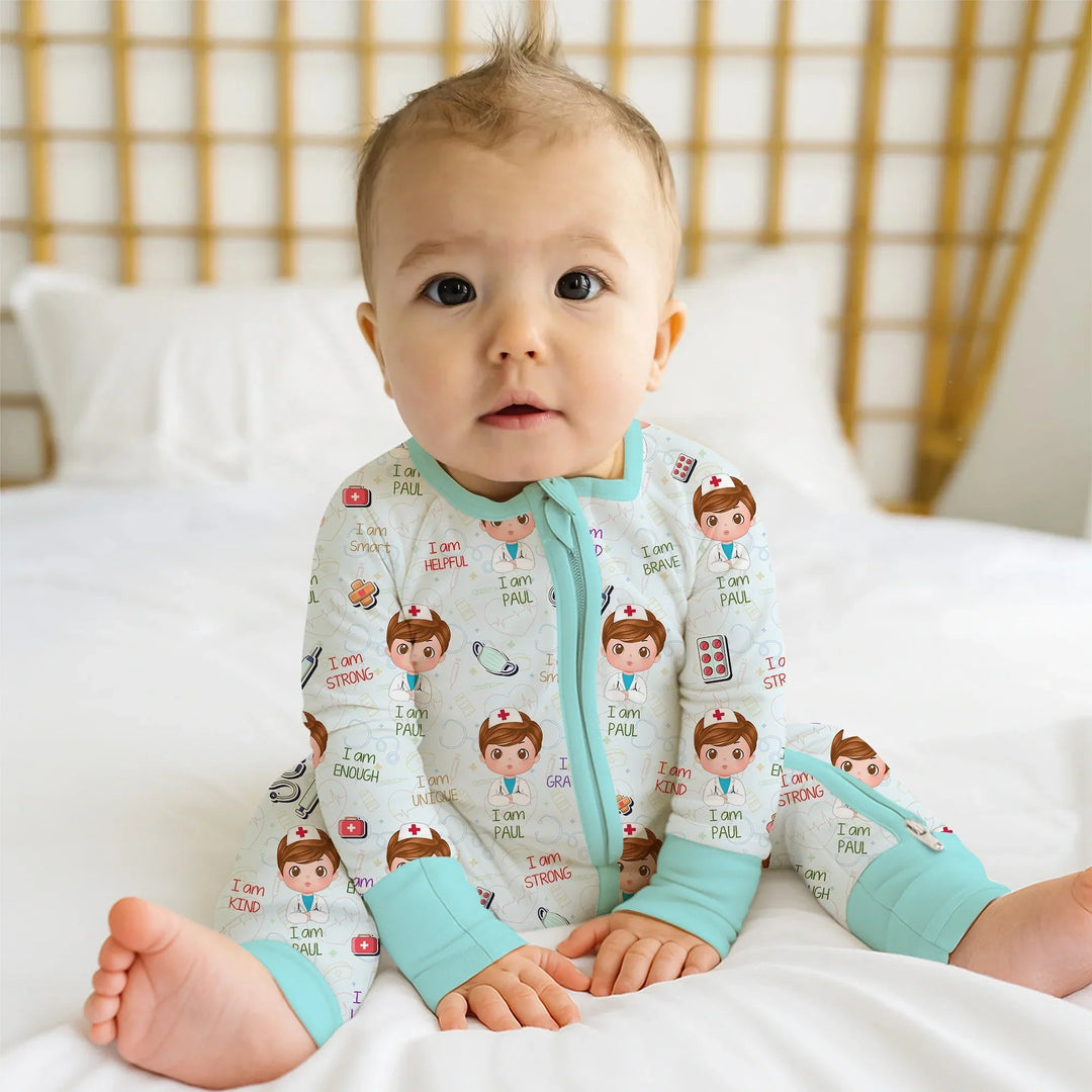 Personalized Dream Jobs Convertible Zippered Romper - Doctor - Zumbamboo