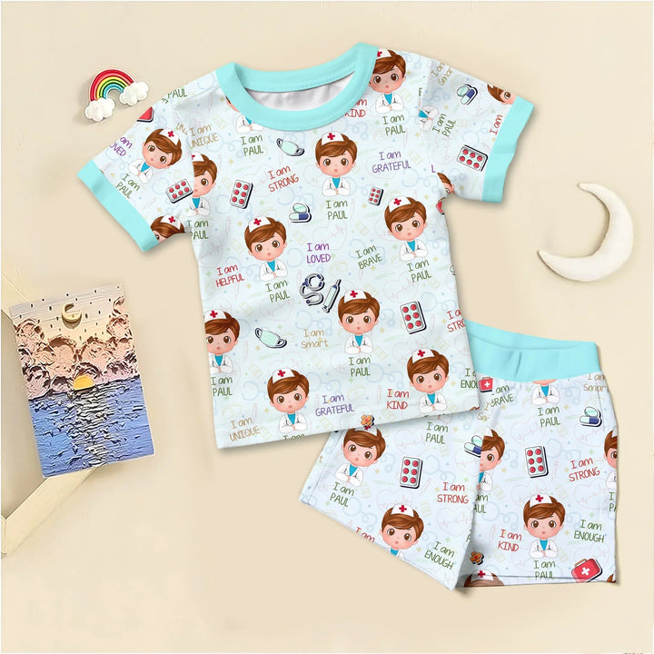 Personalized Dream Jobs Short Sleeve Shorts Pajama Set - Doctor - Zumbamboo