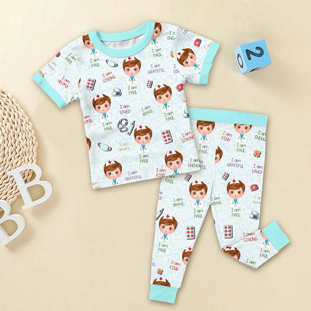 Personalized Dream Jobs Two Piece Short Sleeve Pajama Set - Doctor - Zumbamboo
