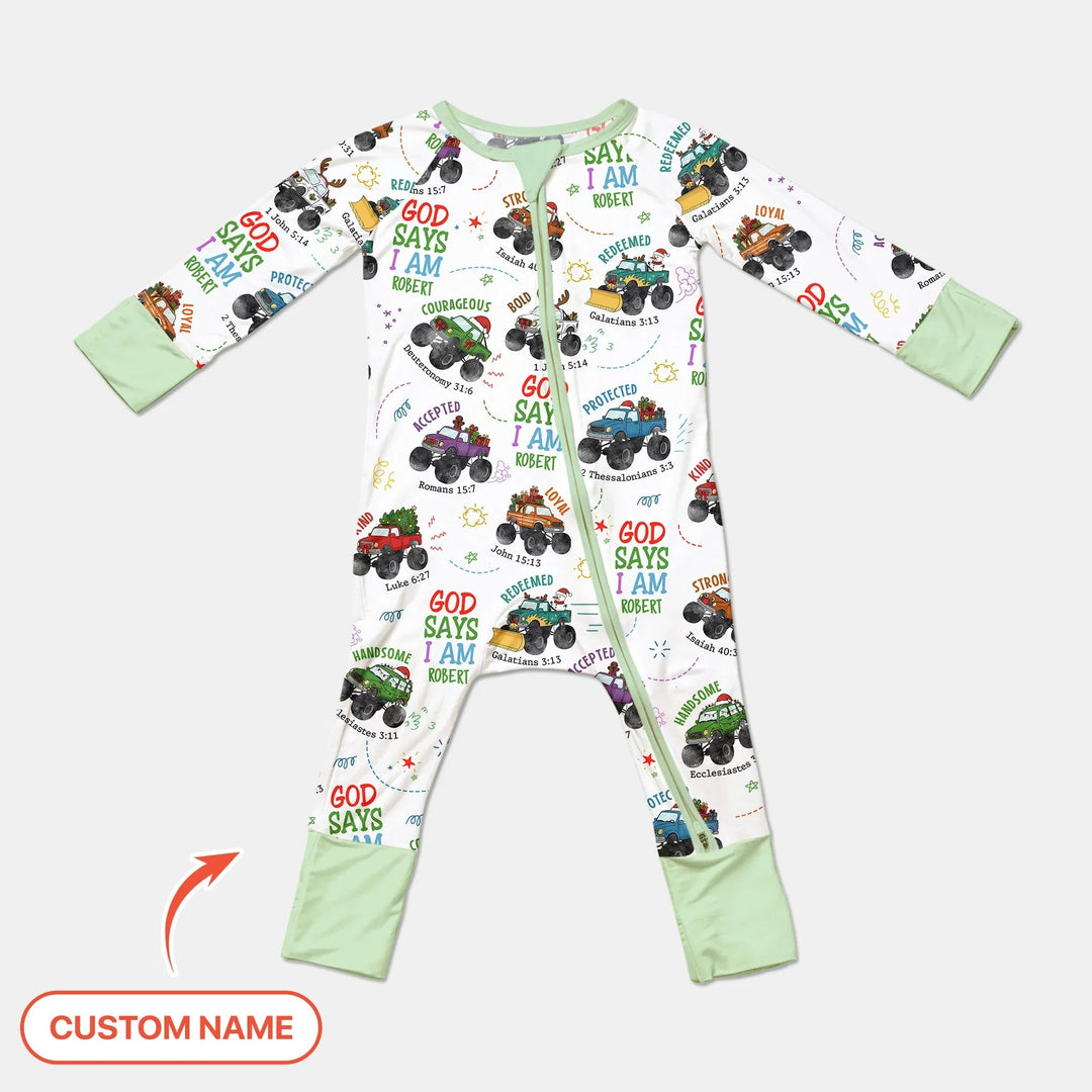 Personalized God Says I Am Christmas Monster Truck Convertible Zippy - Zumbamboo