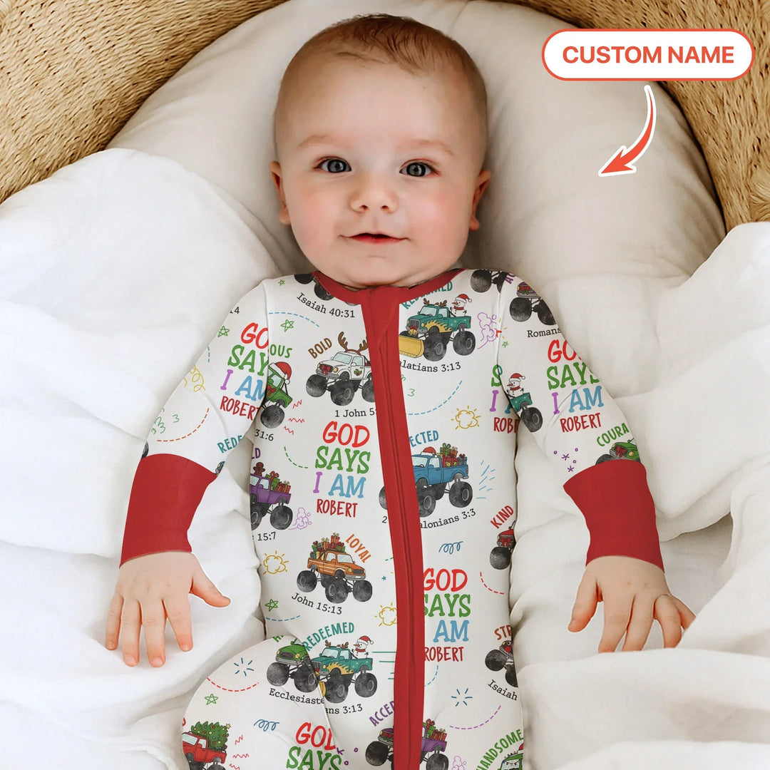 Personalized God Says I Am Christmas Monster Truck Convertible Zippy - Zumbamboo