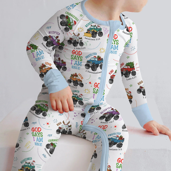 Personalized God Says I Am Christmas Monster Truck Convertible Zippy - Zumbamboo