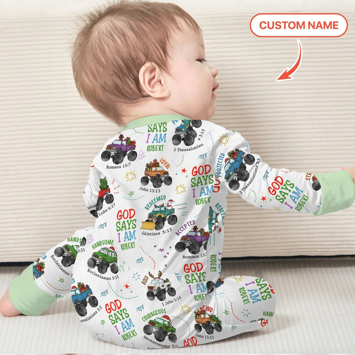 Personalized God Says I Am Christmas Monster Truck Convertible Zippy - Zumbamboo