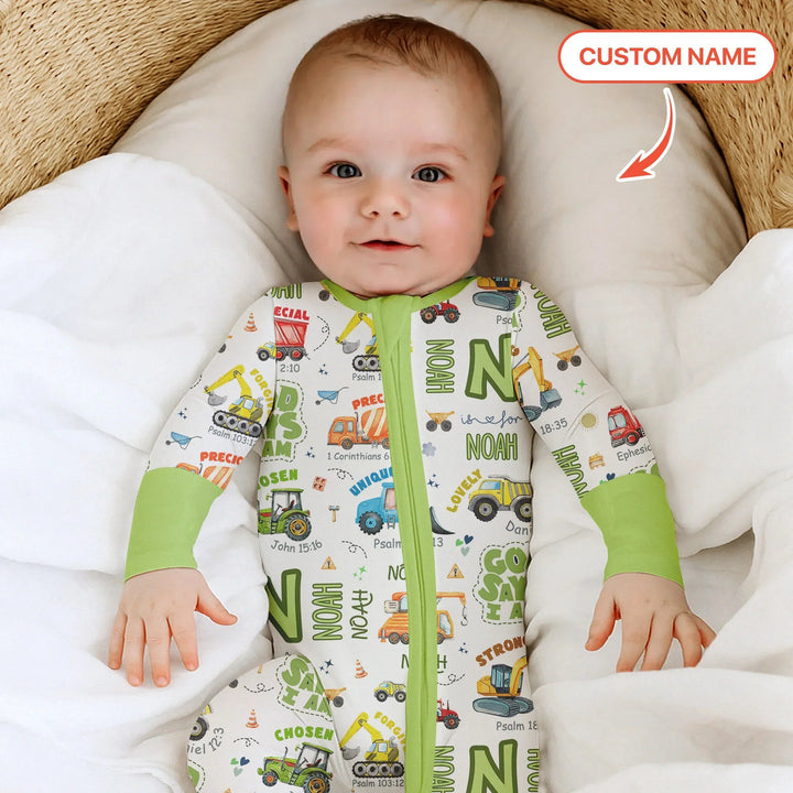 Personalized God Says I Am Construction Vehicules Convertible Zippy - Zumbamboo