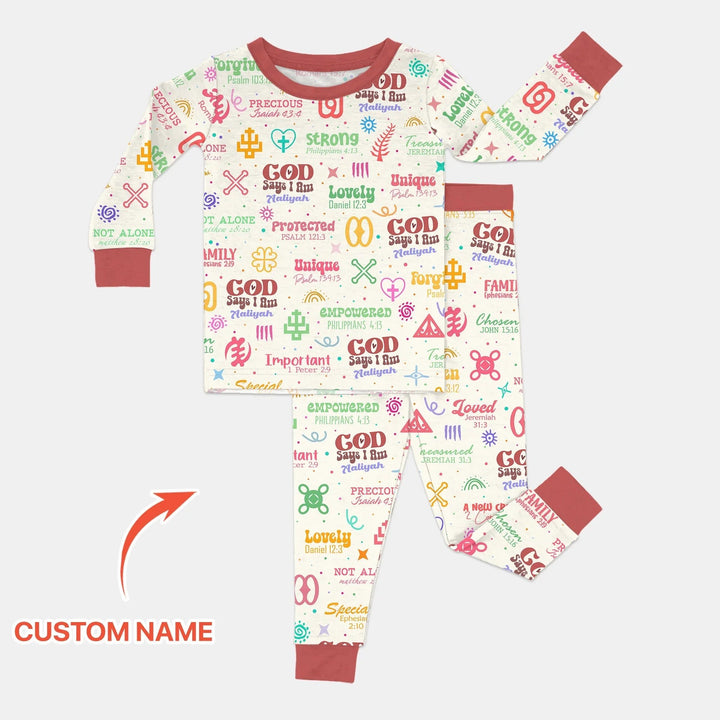 Personalized God Says I Am Custom Name Two Piece Long Sleeve Pajama Set , Personalized God Says I Am Custom Name Two Piece Long Sleeve Pajama Set - 12-18M