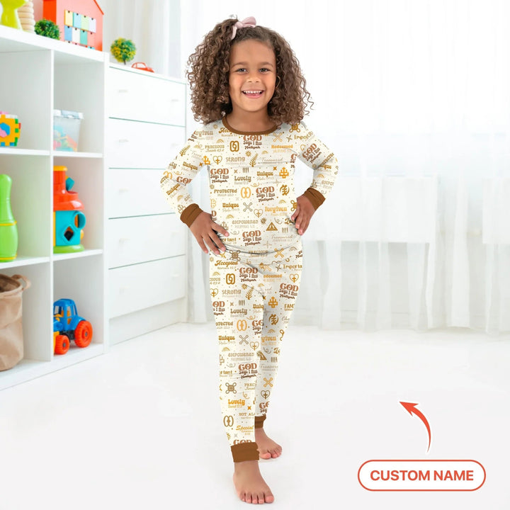 Personalized God Says I Am Custom Name Two Piece Long Sleeve Pajama Set , Personalized God Says I Am Custom Name Two Piece Long Sleeve Pajama Set - 12-18M