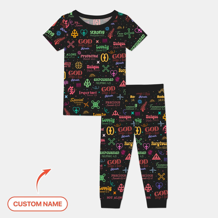 Personalized God Says I Am Custom Name Two Piece Short Sleeve Pajama Set , Personalized God Says I Am Custom Name Two Piece Short Sleeve Pajama Set - 12-18M