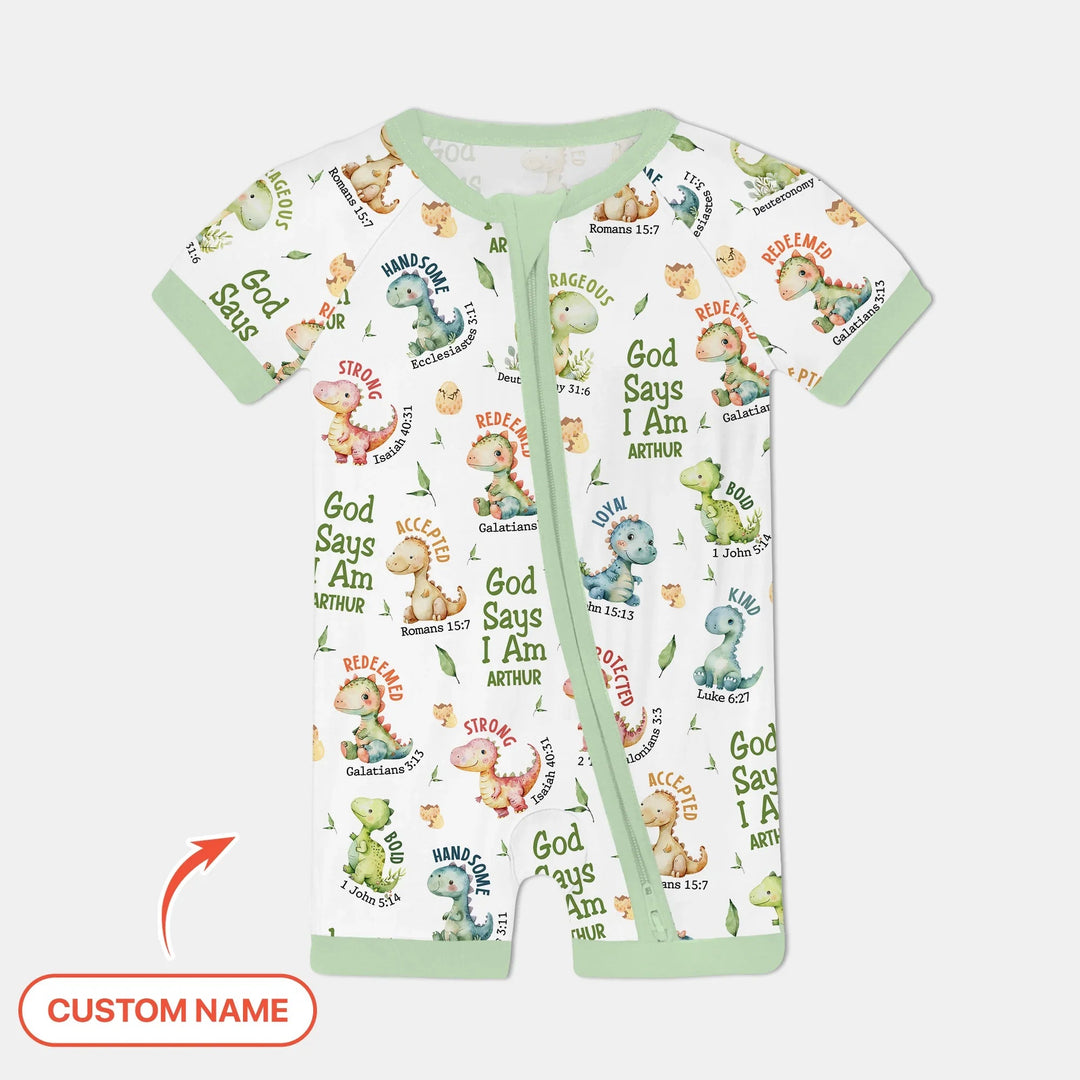 Personalized God Says I Am Dinosaur Shorty Zippy , Personalized God Says I Am Dinosaur Shorty Zippy - 0-3M