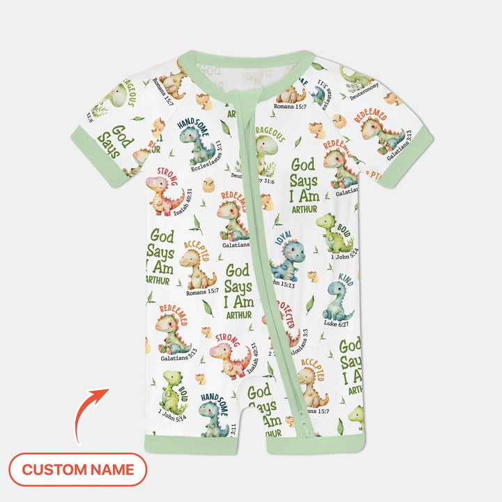 Personalized God Says I Am Dinosaur Shorty Zippy , Personalized God Says I Am Dinosaur Shorty Zippy - 0-3M