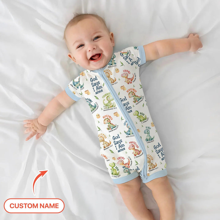 Personalized God Says I Am Dinosaur Shorty Zippy , Personalized God Says I Am Dinosaur Shorty Zippy - 0-3M
