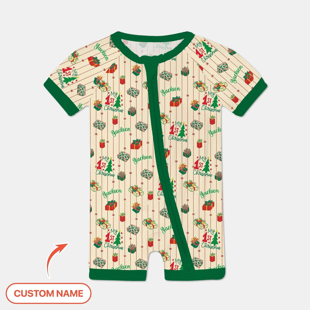 Personalized Our First Christmas Shorty Zippy , Personalized Our First Christmas Shorty Zippy - 0-3M