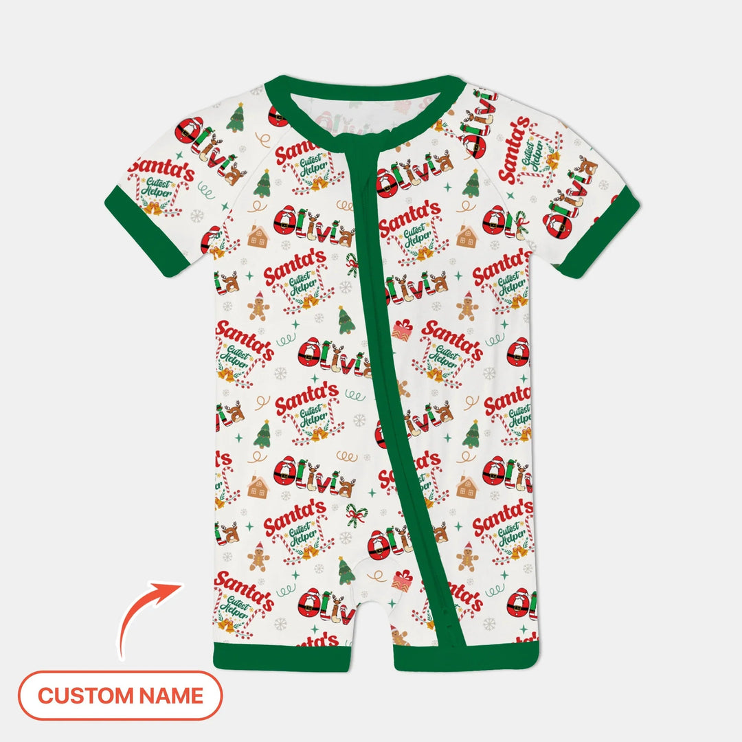 Personalized Santa's Little Helper Shorty Zippy , Personalized Santa's Little Helper Shorty Zippy - 0-3M
