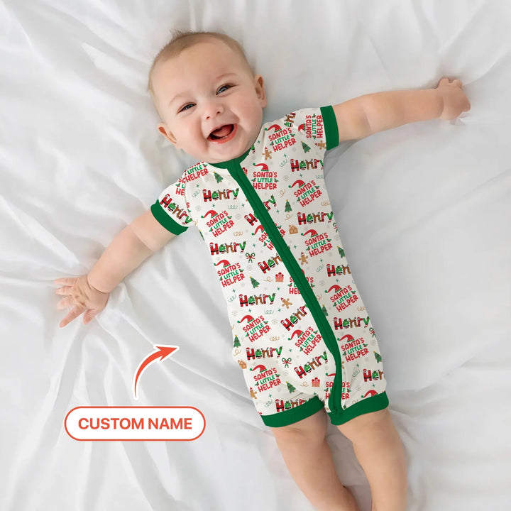 Personalized Santa's Little Helper Shorty Zippy , Personalized Santa's Little Helper Shorty Zippy - 0-3M