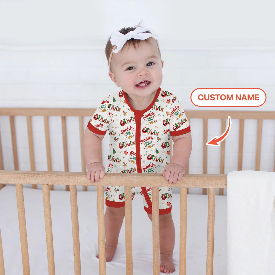 Personalized Santa's Little Helper Shorty Zippy , Personalized Santa's Little Helper Shorty Zippy - 0-3M