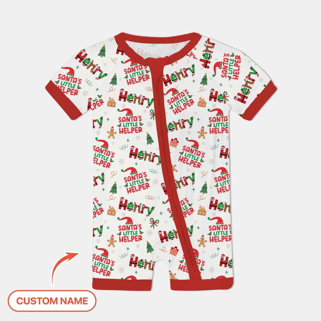 Personalized Santa's Little Helper Shorty Zippy , Personalized Santa's Little Helper Shorty Zippy - 0-3M