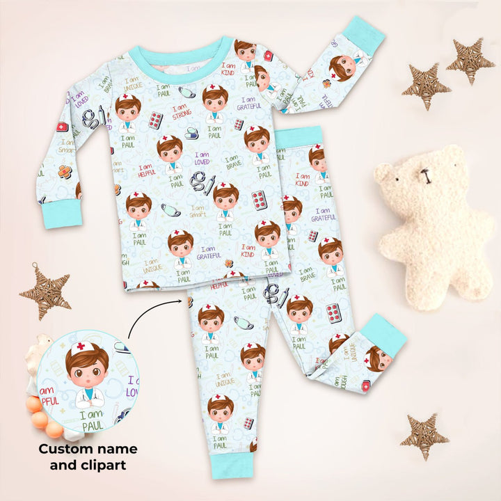 Personalized Dream Jobs Two Piece Long Sleeve Pajama Set - Doctor