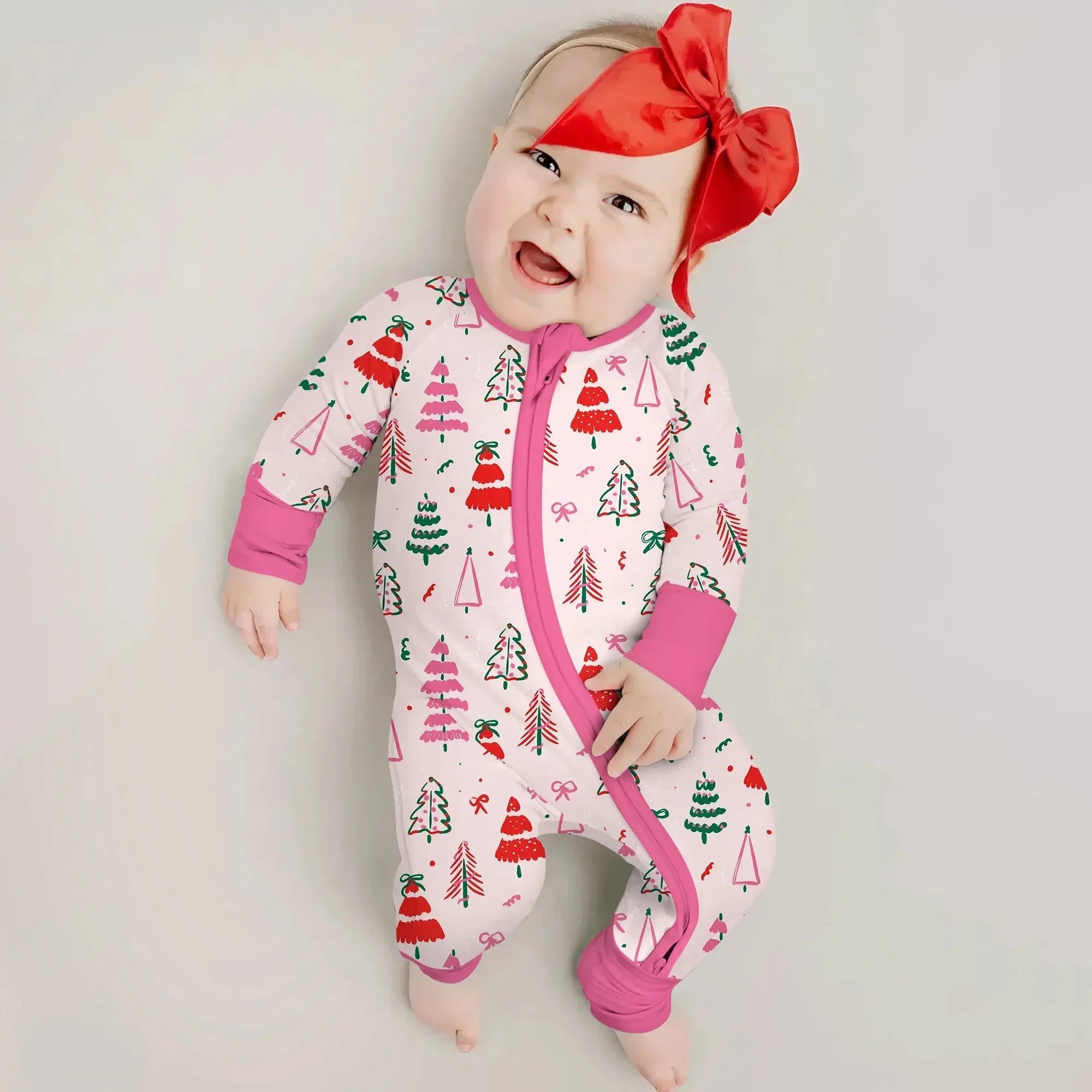 Pink Christmas Tree Farm Convertible Zippy , Pink Christmas Tree Farm Convertible Zippy - 0-3M