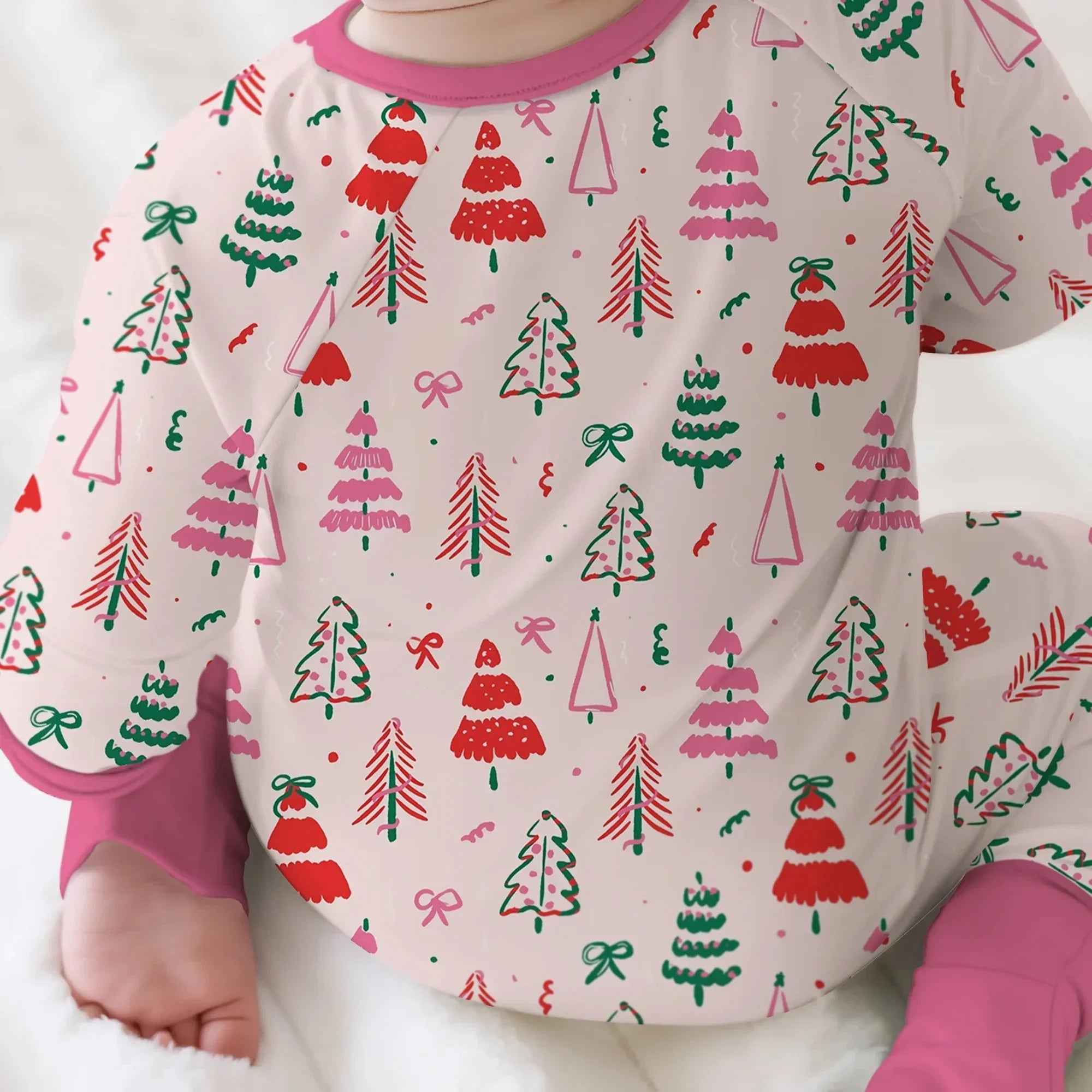 Pink Christmas Tree Farm Convertible Zippy , Pink Christmas Tree Farm Convertible Zippy - 0-3M