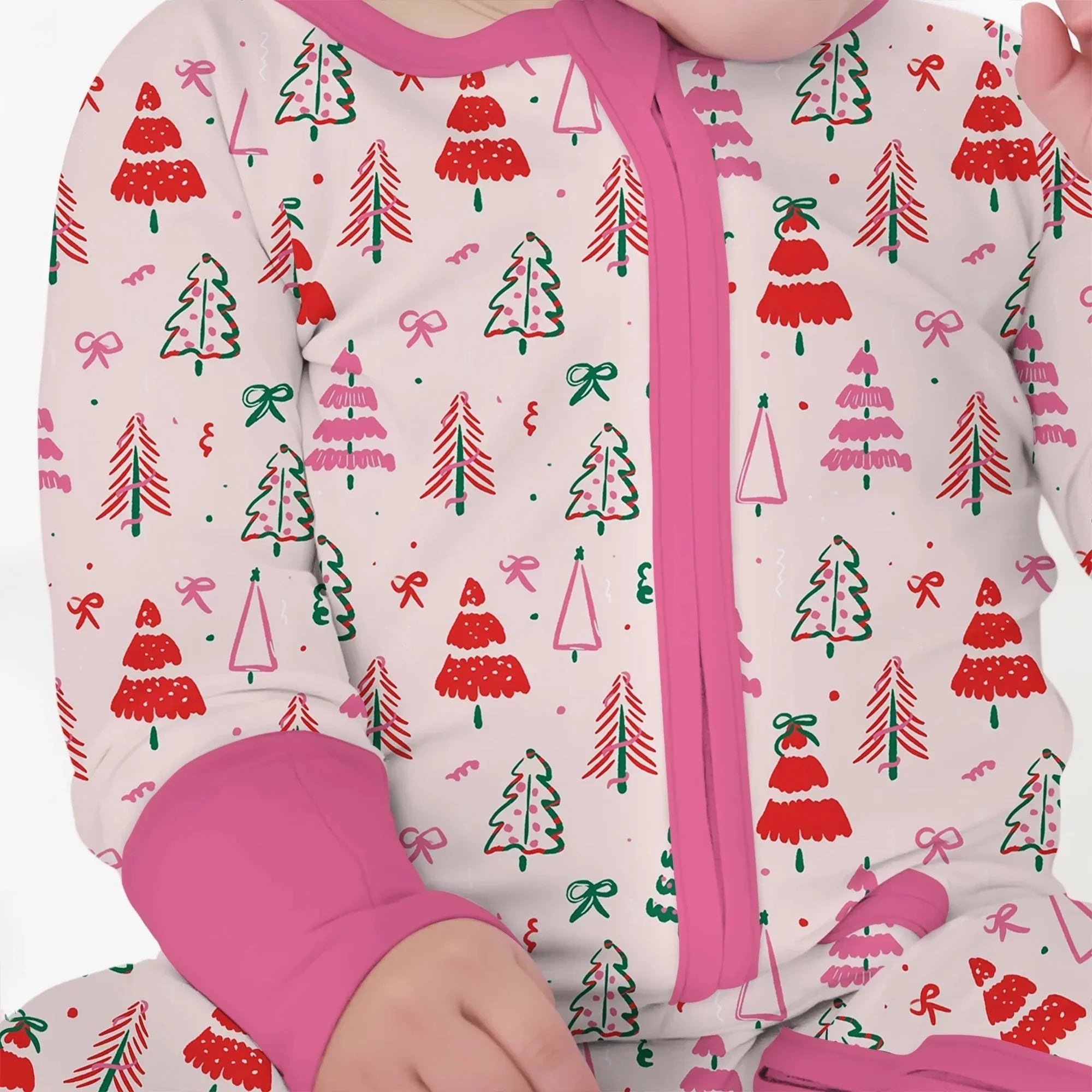 Pink Christmas Tree Farm Convertible Zippy , Pink Christmas Tree Farm Convertible Zippy - 0-3M