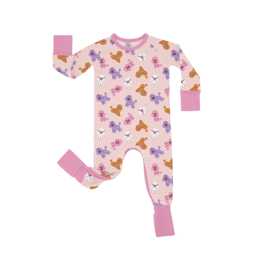 Pink Poodles Crescent Zippered Romper - Zumbamboo