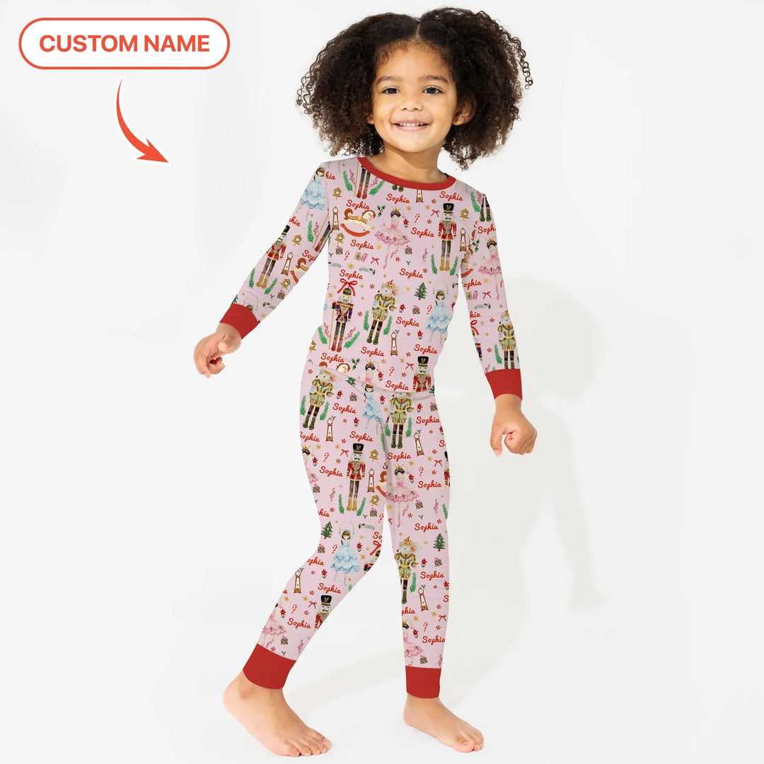 Nutcracker’s Christmas Dream Custom Name Two Piece Long Sleeve Pajama Set , Nutcracker’s Christmas Dream Custom Name Two Piece Long Sleeve Pajama Set - 12-18M