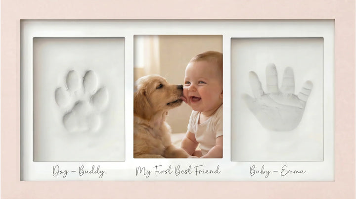 Baby and Dog Photo Frame – Our Little Pack Family Keepsake