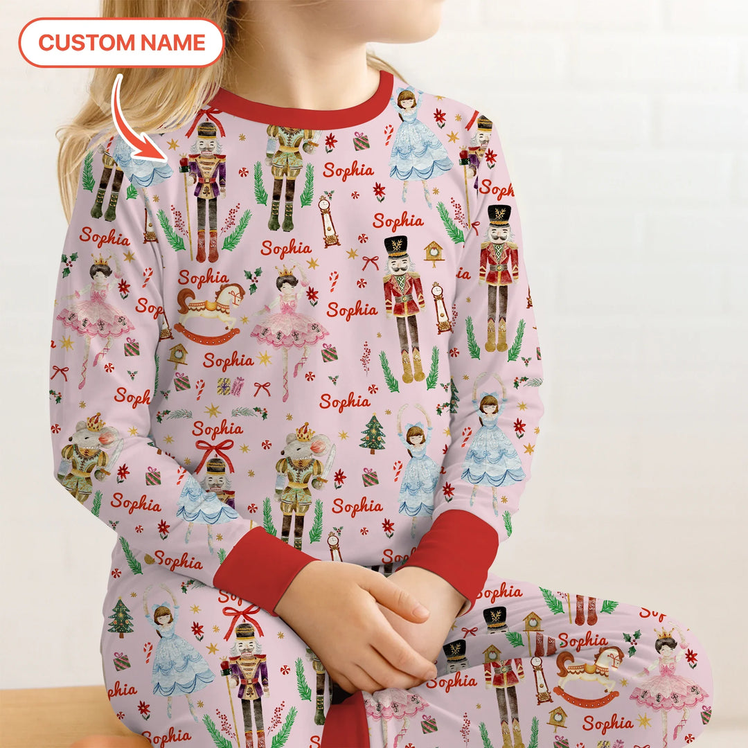 Nutcracker’s Christmas Dream Custom Name Two Piece Long Sleeve Pajama Set , Nutcracker’s Christmas Dream Custom Name Two Piece Long Sleeve Pajama Set - 12-18M