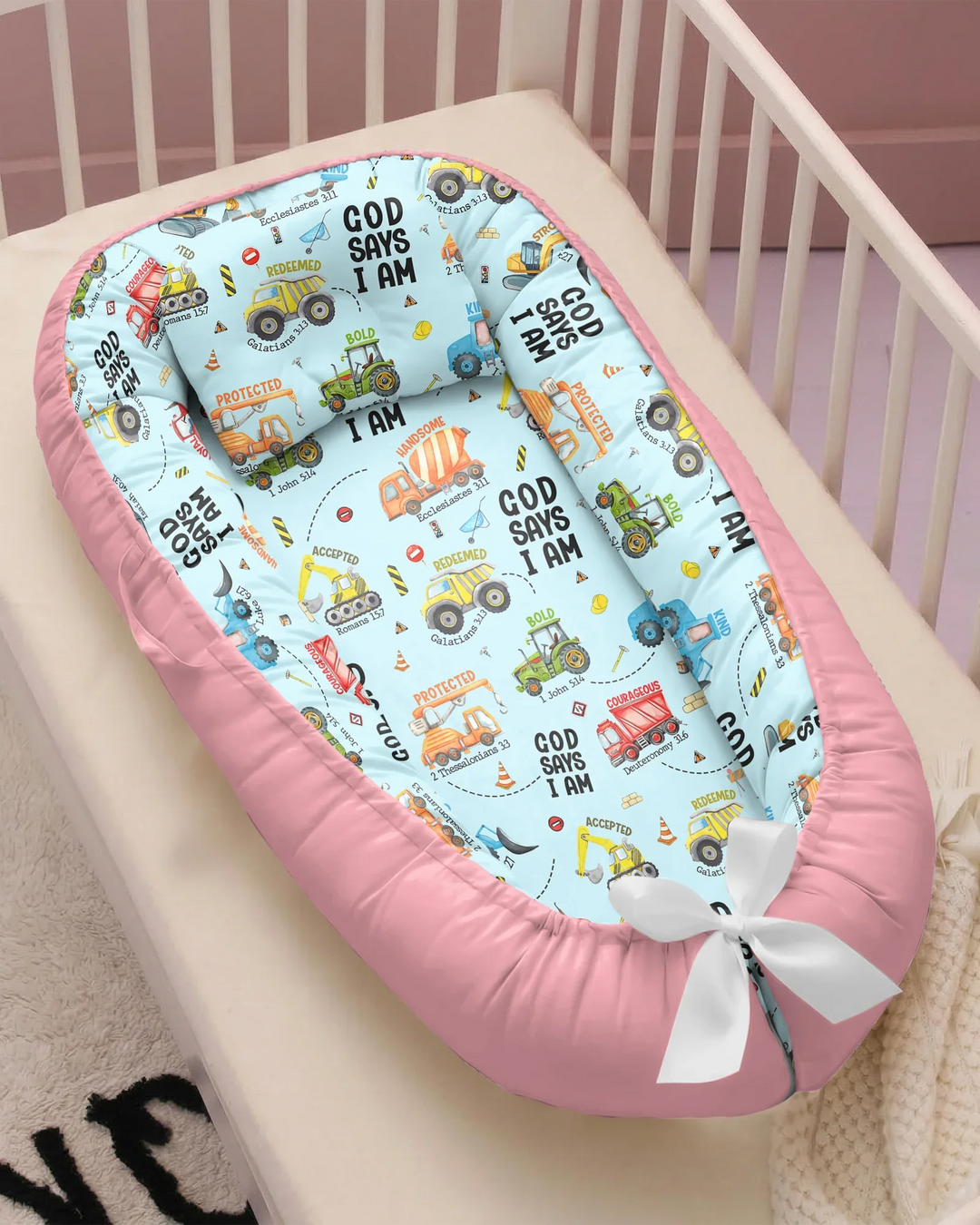 God Says I Am Boy Bamboo Baby Nest Bed