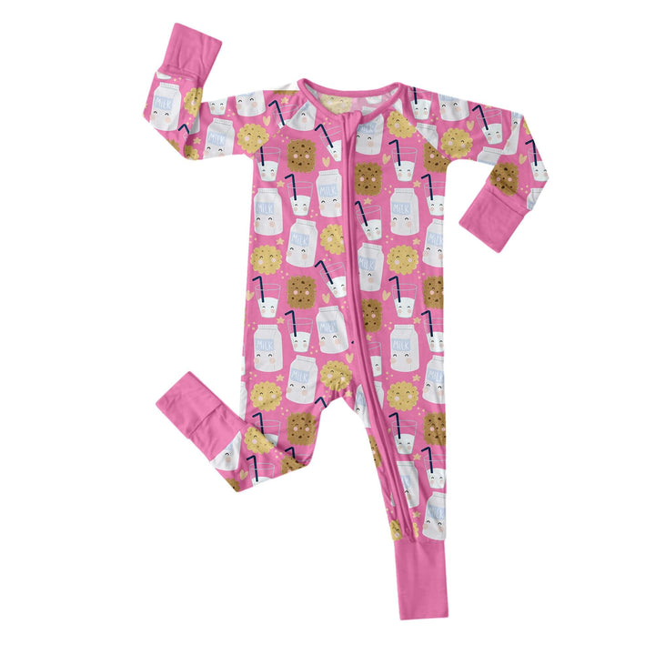 Pink Cookies and Milks Convertible Zippered Romper